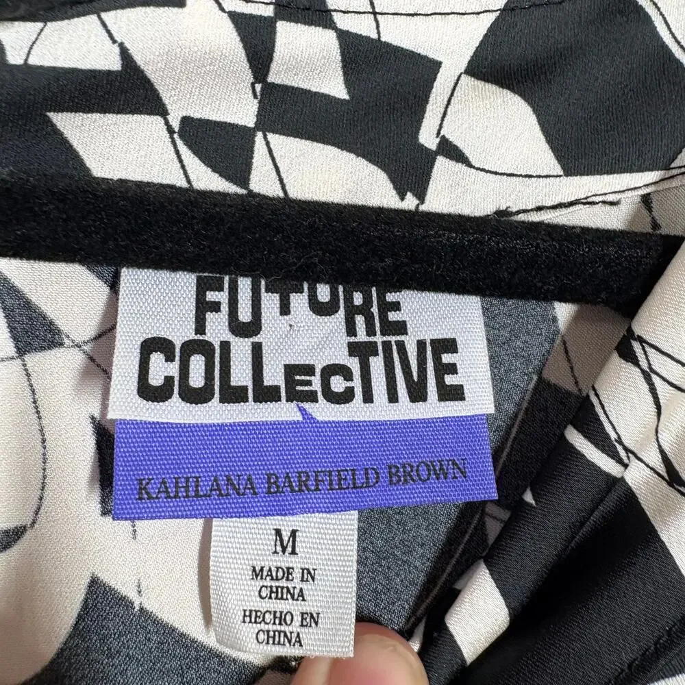 Future Collective Medium Kahlana Barfield Brown Midi Dress White Black Marble